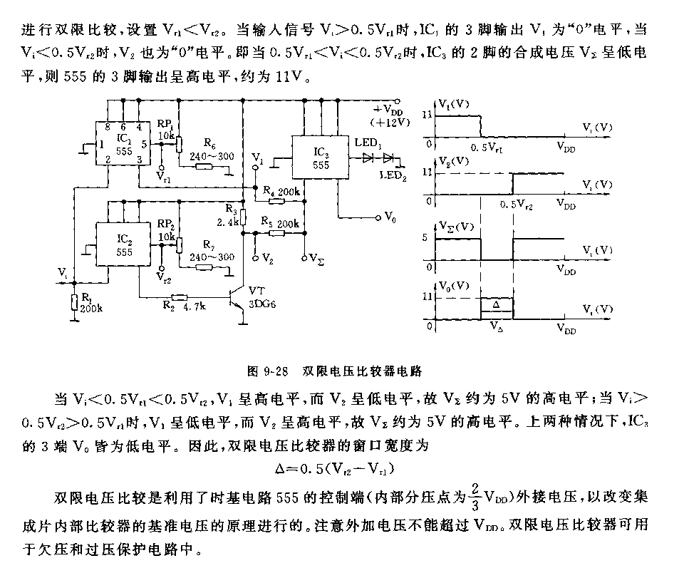 555雙限電壓比較器電路