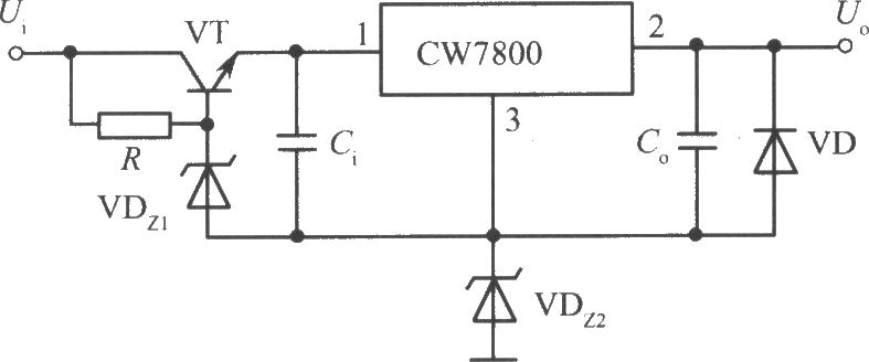 CW7800構成的高輸入-高輸出集成穩壓電源電路之一