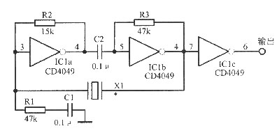 由反相器组成的晶体振荡电路