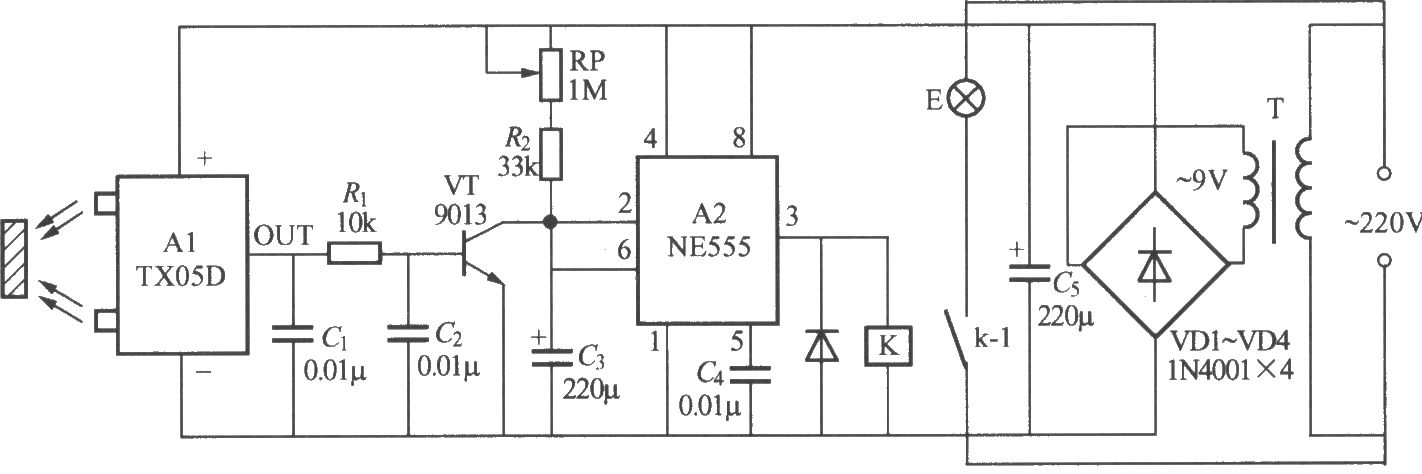 紅外反射式自動(dòng)燈電路(TX05D)