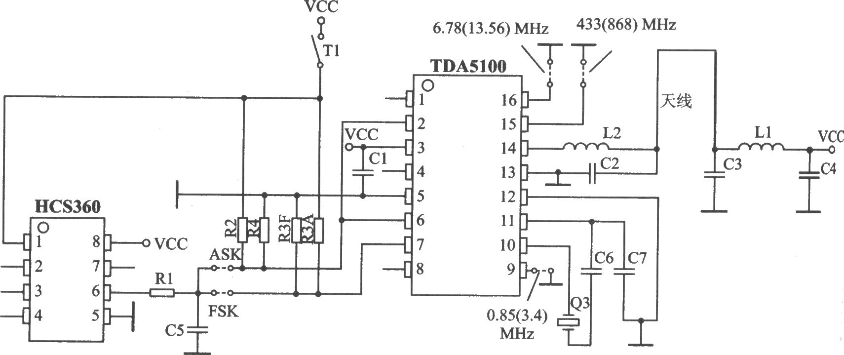 TDA5100 ASK/FSK 868/433 MHz發(fā)射器