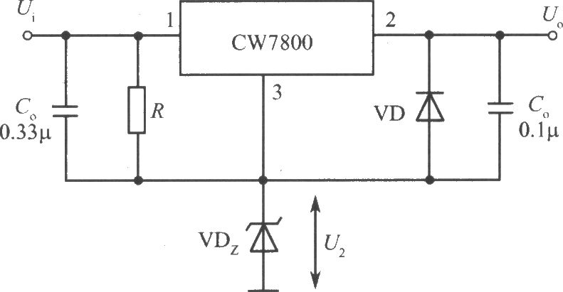 CW7800構成的集成穩壓器的升壓電路之二