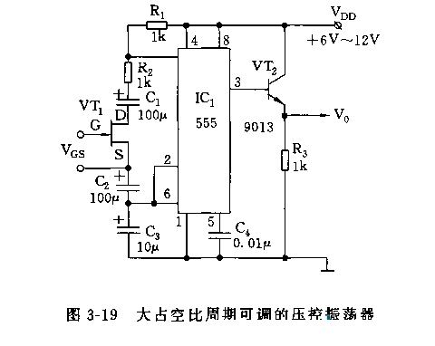 555大占空比周期可調(diào)的壓控振蕩器