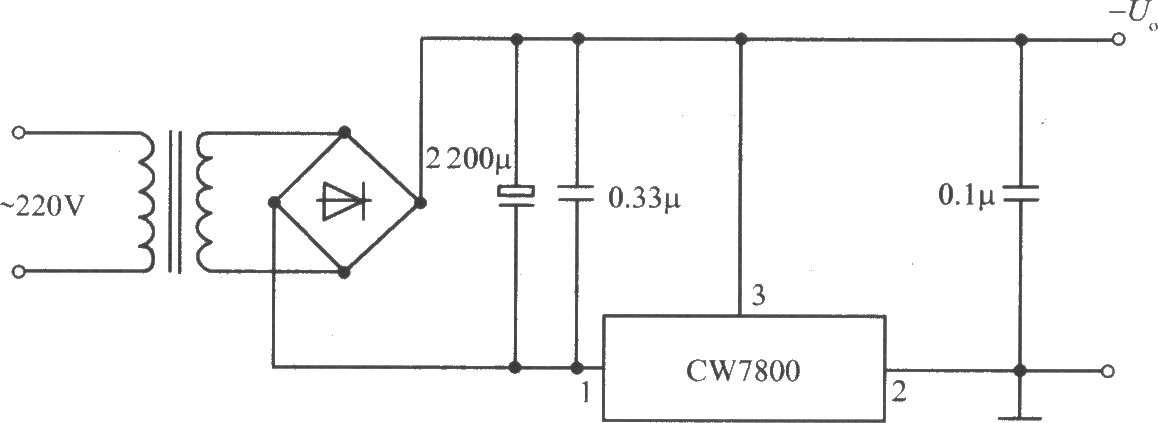 CW7800構成的固定負輸出電壓的集成穩壓電源電路