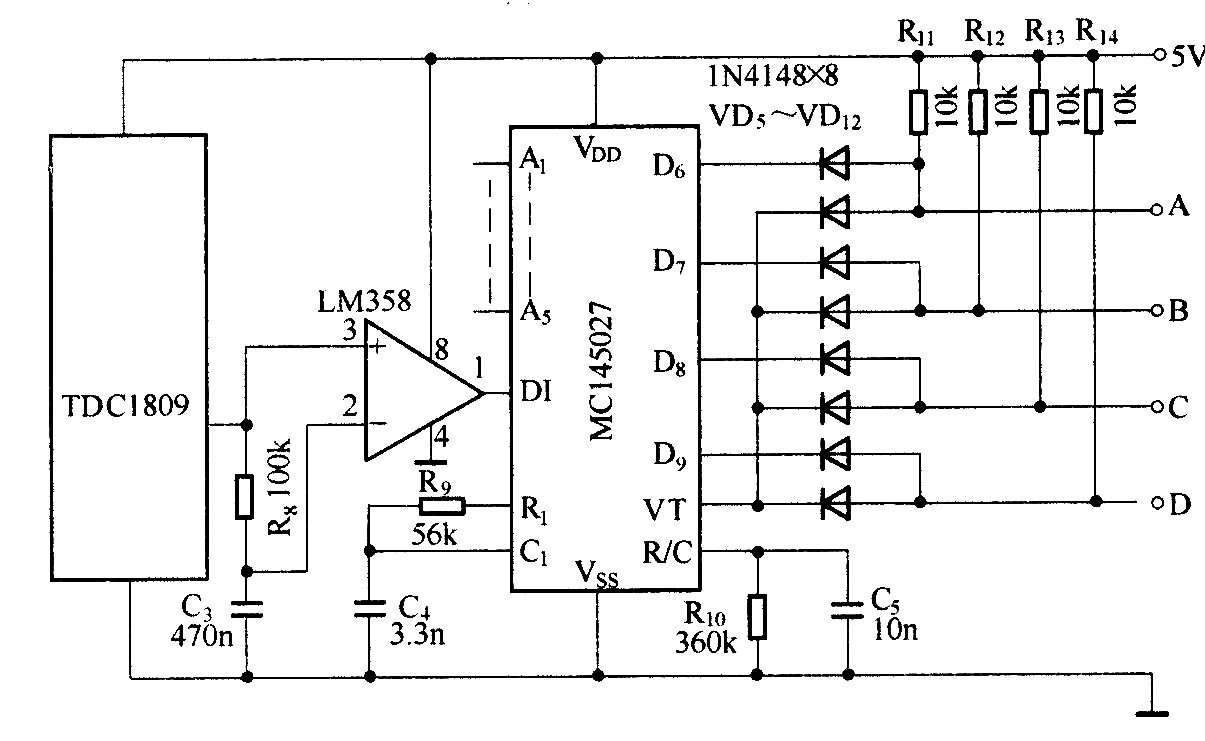 由TDC1808/TDC1809組成的數(shù)字編碼遙控電路