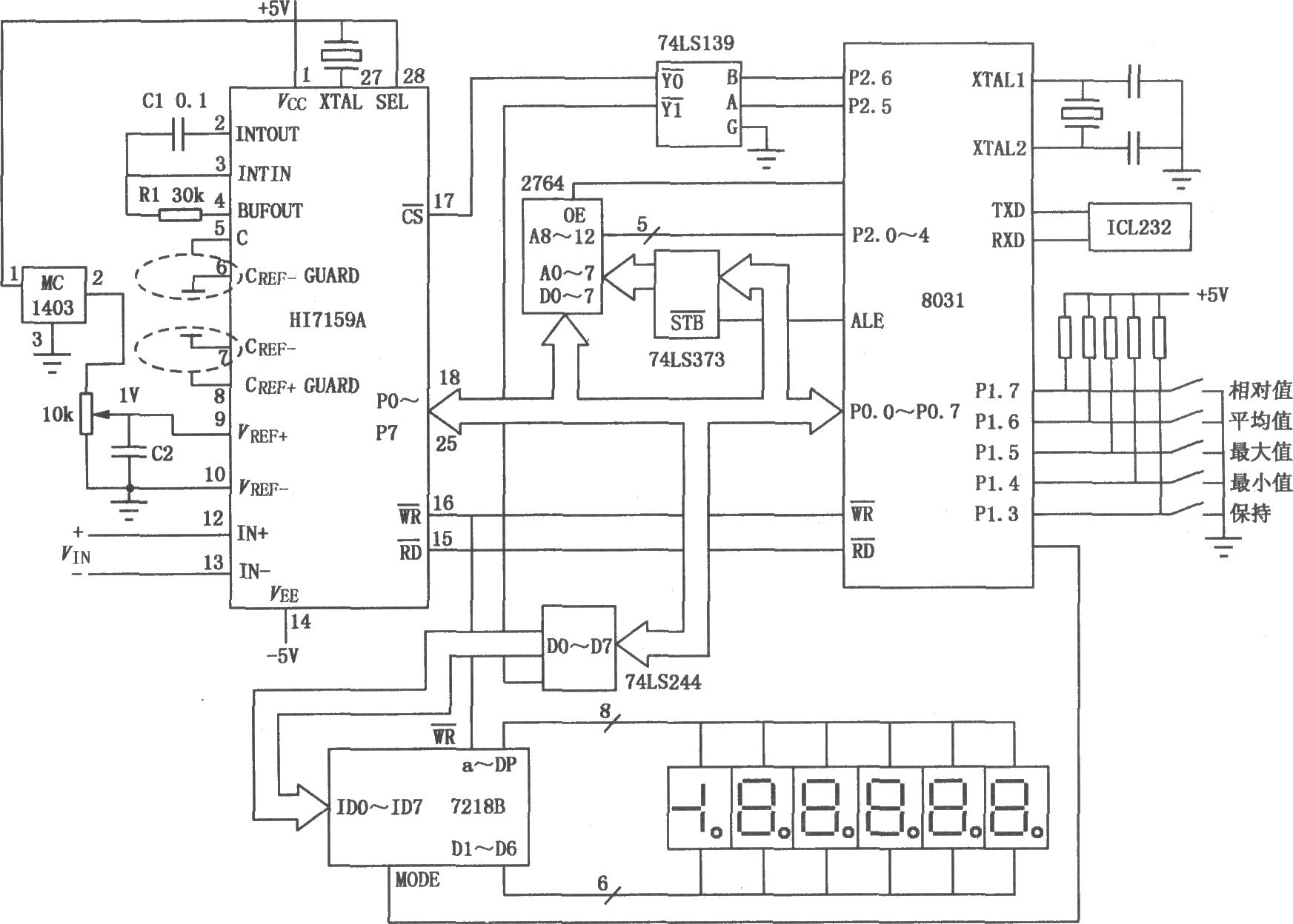 HI7159A和8031单片机构成的智能化数字电压表