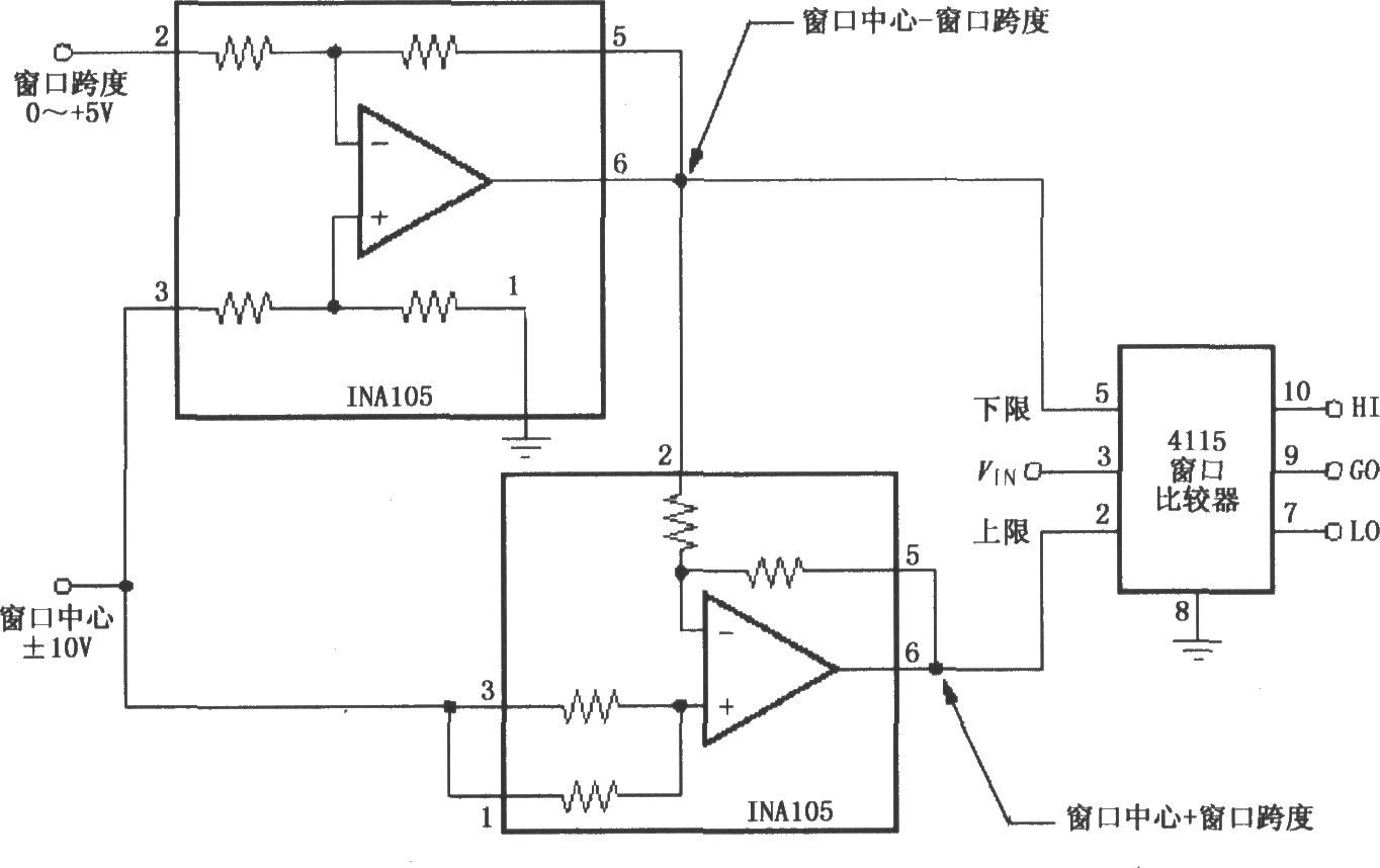 由INA105构成的窗口比较器