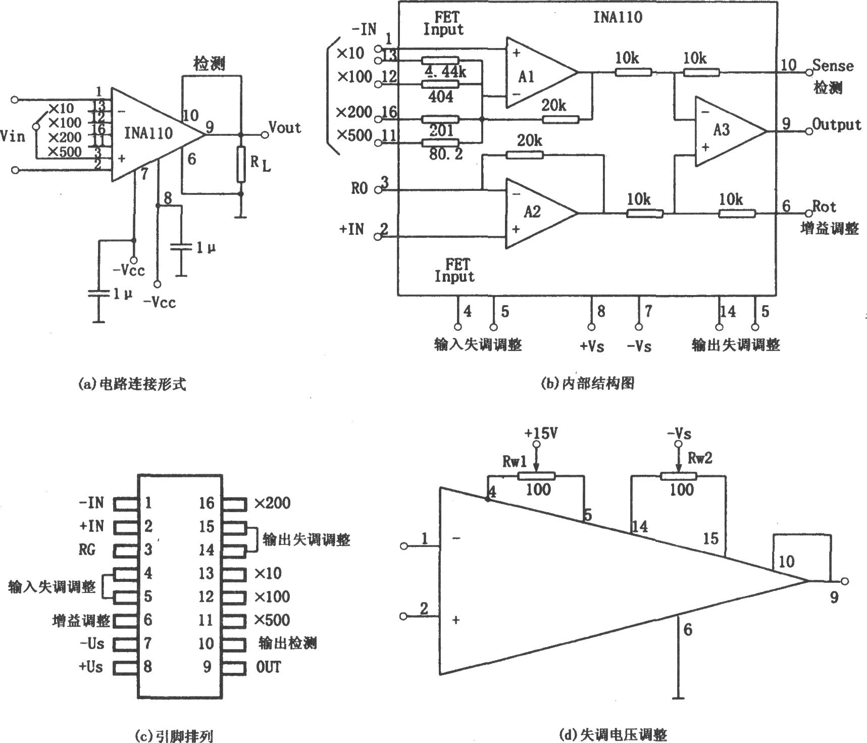 INA110构成的高速可编程增益放大器