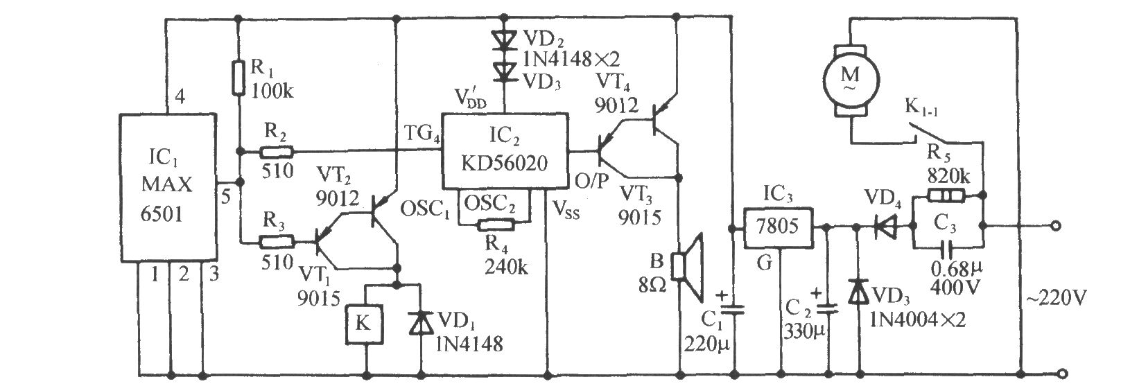 采用溫度開(kāi)關(guān)集成電路MAX6501的自動(dòng)通風(fēng)降溫電路