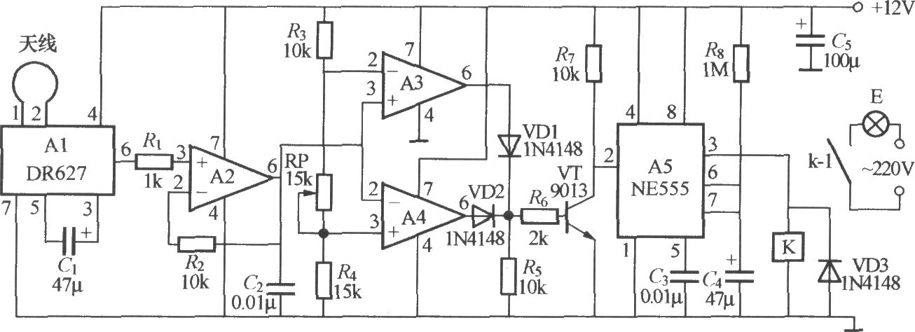 微波雷達(dá)探測(cè)自動(dòng)燈電路(1)(RD627)