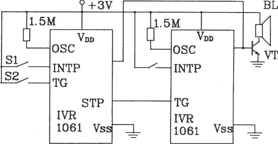 可編程語音芯片IVR1061應(yīng)用電路圖