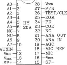 語音合成芯片HY-20A應(yīng)用電路圖