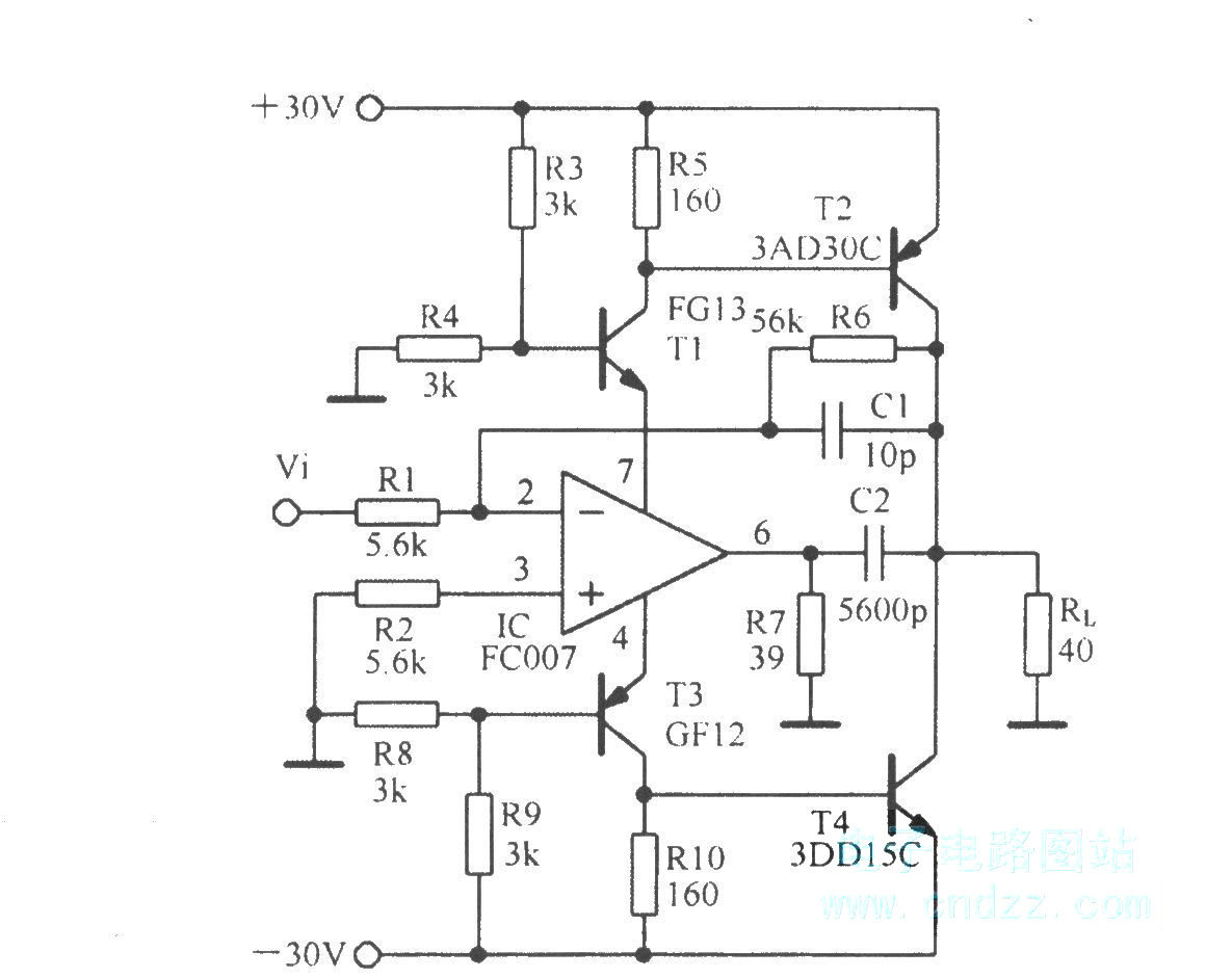 22W功率放大電路