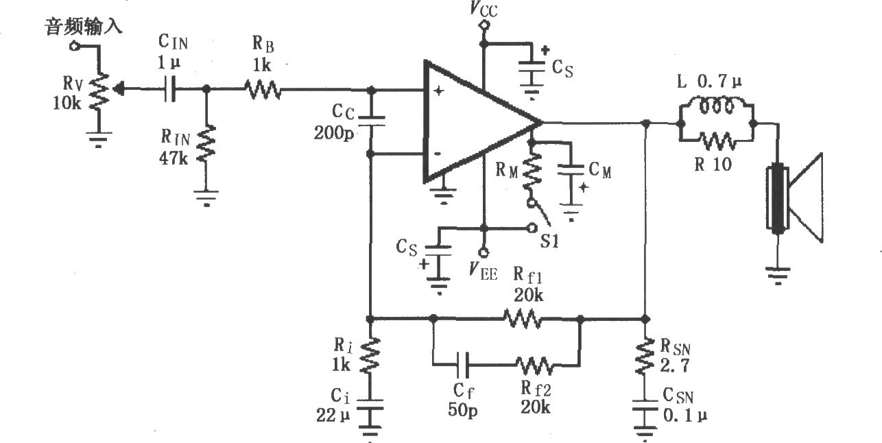 LM4781的輔助音頻功率放大電路