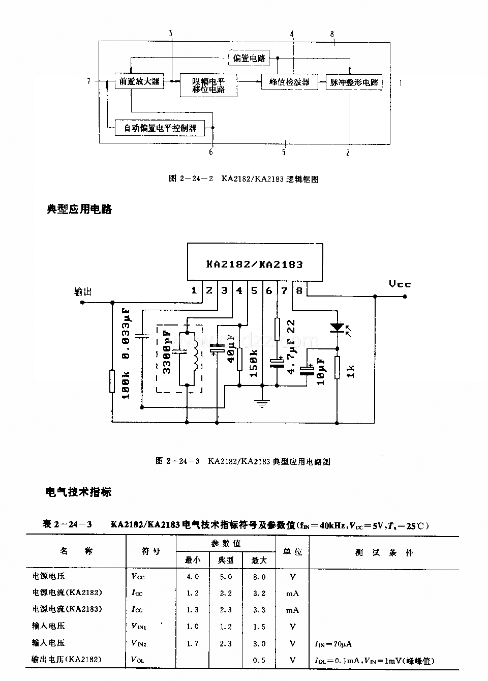 KA2182／KA2183 (电视机)红外线遥控接收前量放大电路