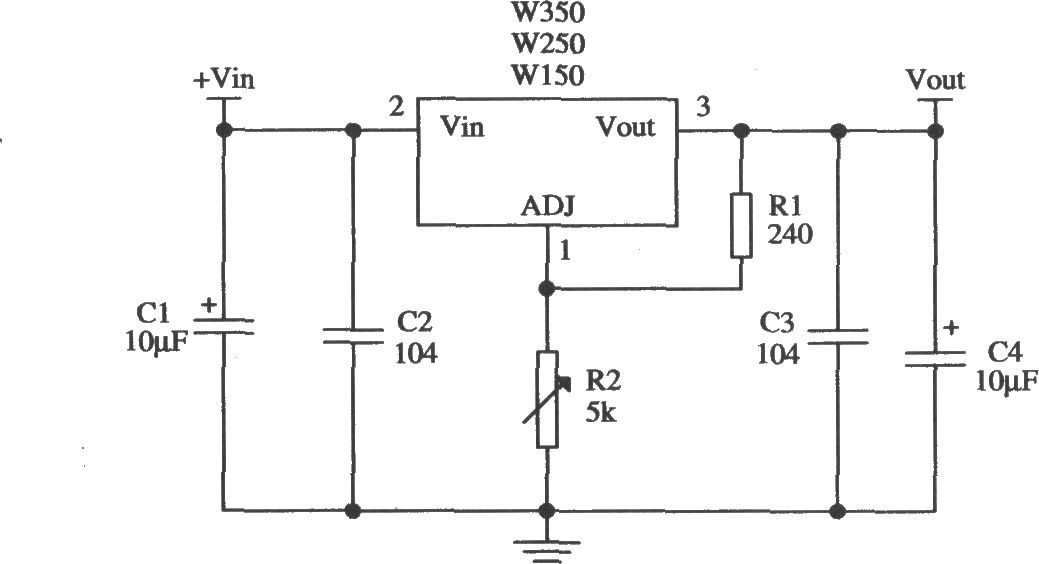 Wl50／W250／W350三端可调正集成稳压器的典型应用电路