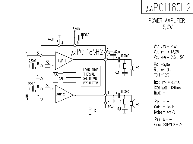 uPC1185H2功放電路