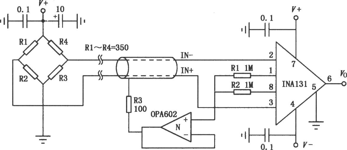 INA131组成的高精度测量放大电路