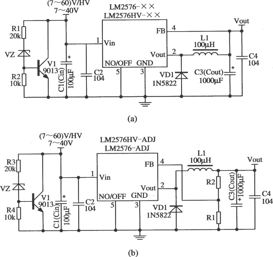 LM2576構成的欠壓封鎖輸出的穩壓器應用電路