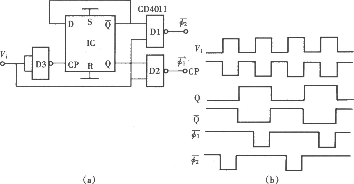 用CD4013組成的雙相脈沖發(fā)生器