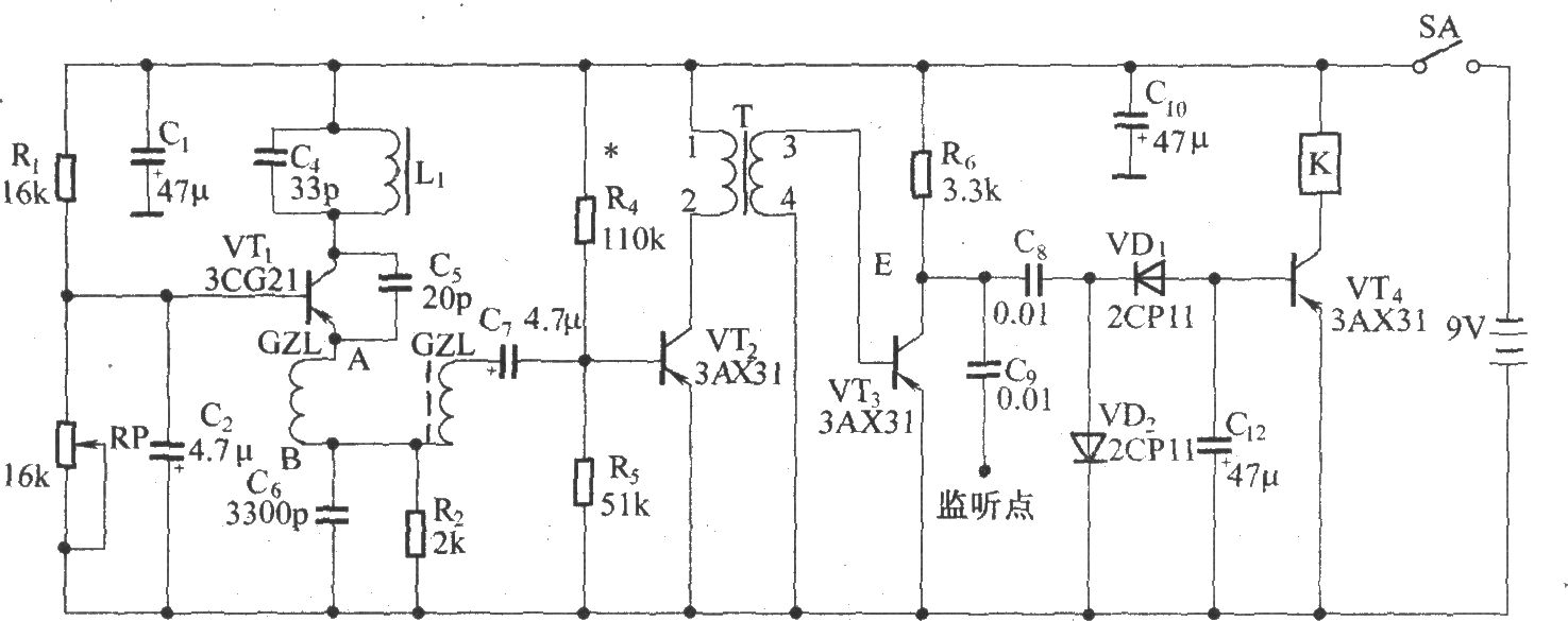 超再生式無線電接收器電路