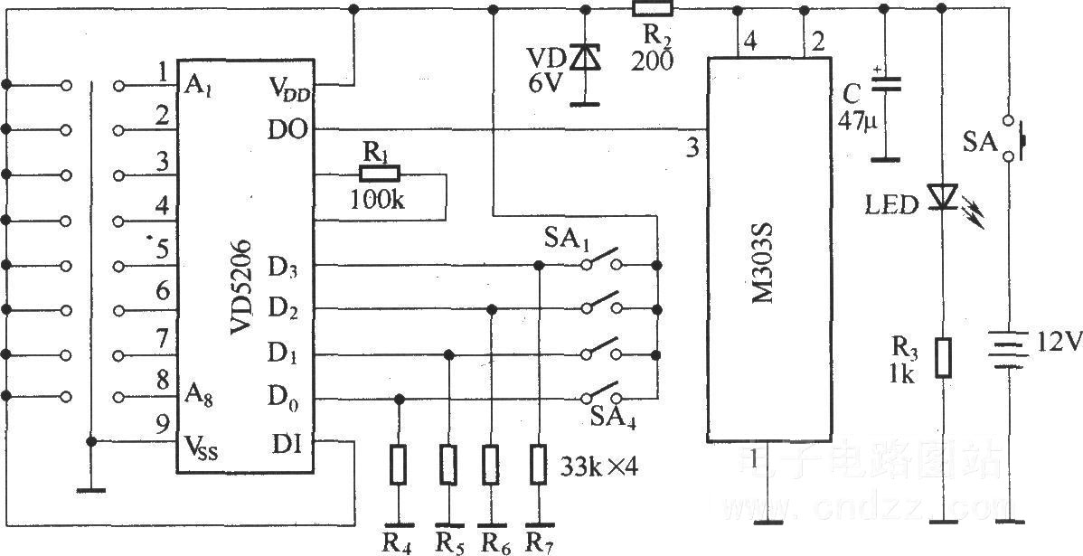 病房無線呼叫發(fā)射與接收顯示電路(M303S/M303R)