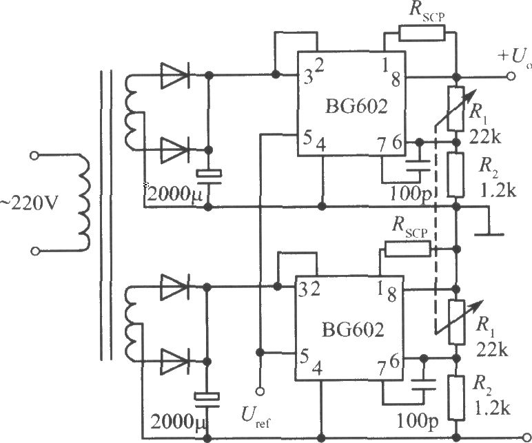 BG602構(gòu)成的正、負(fù)輸出電壓集成穩(wěn)壓電源