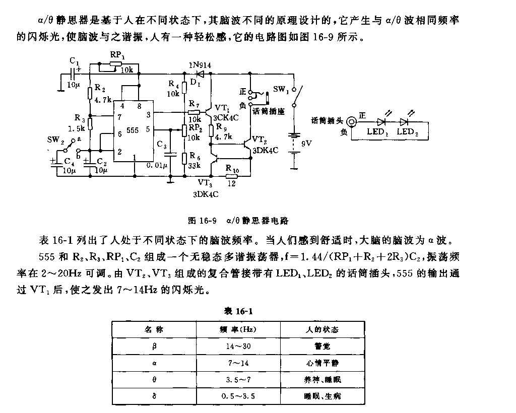 555阿尔法/西塔静思器电路