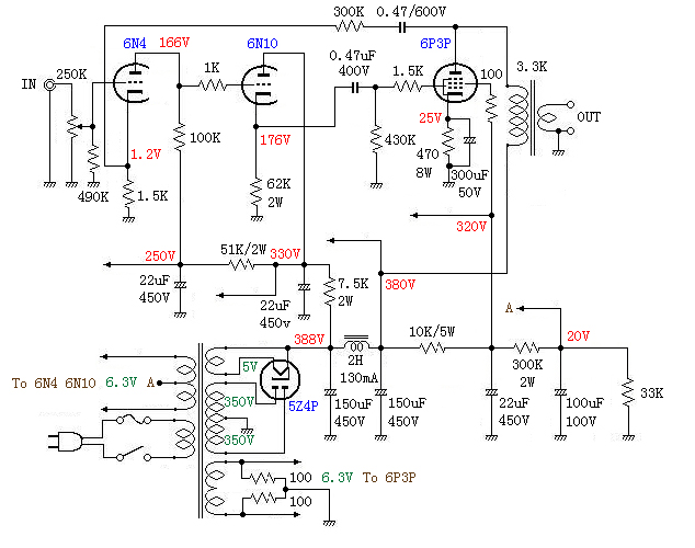 6P3P單端功放電路圖