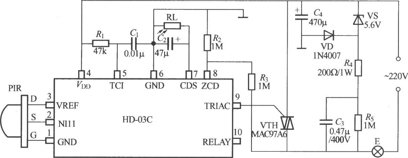 熱釋電紅外感應(yīng)自動(dòng)燈電路(5)