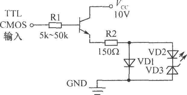 数字集成电路控制的两只发光管交替闪烁发光