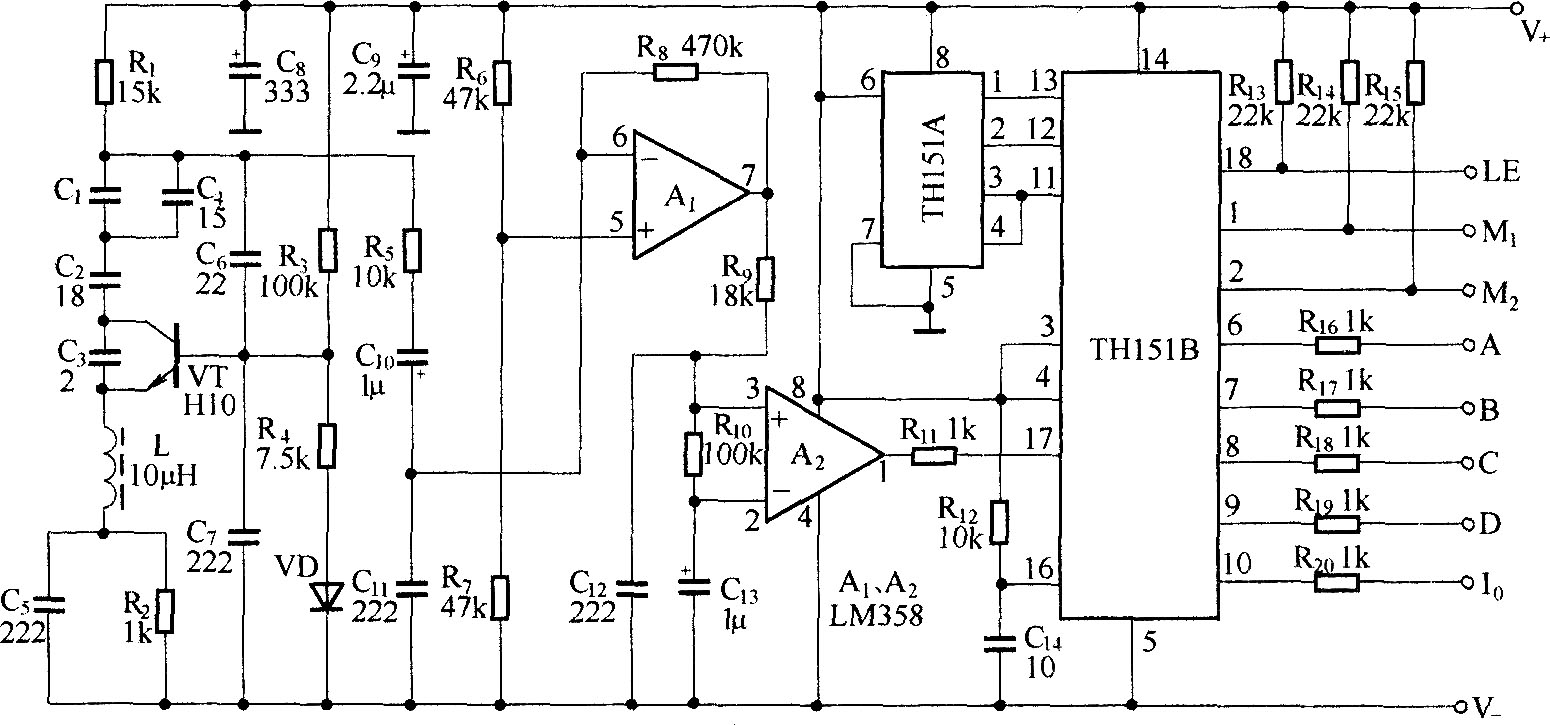 滾碼型無(wú)線(xiàn)電遙控電路(TH150/TH150A、B)