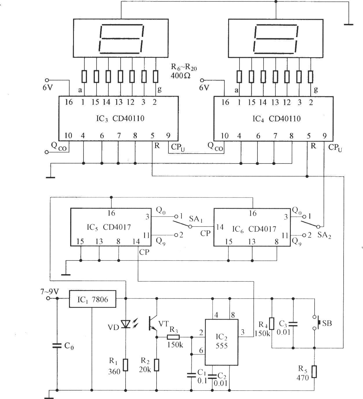 數(shù)字顯示式光電計數(shù)電路之二