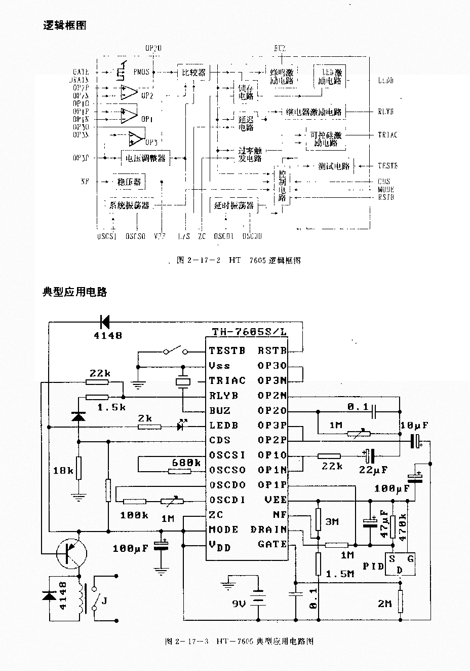 HT一7605 (報(bào)警器,、燈具和工業(yè)控制)熱釋電紅外線接收控制電路