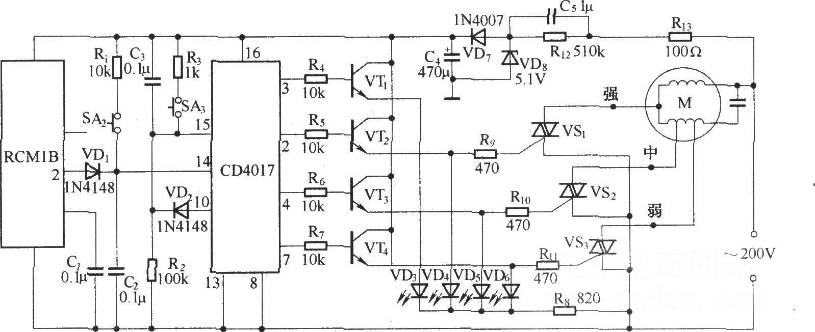 無線遙控電扇調(diào)速器(RCM1A/RCM1B組成收發(fā)模塊)