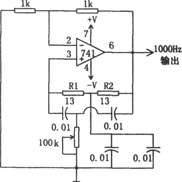 1kHz正弦波振蕩器(741)