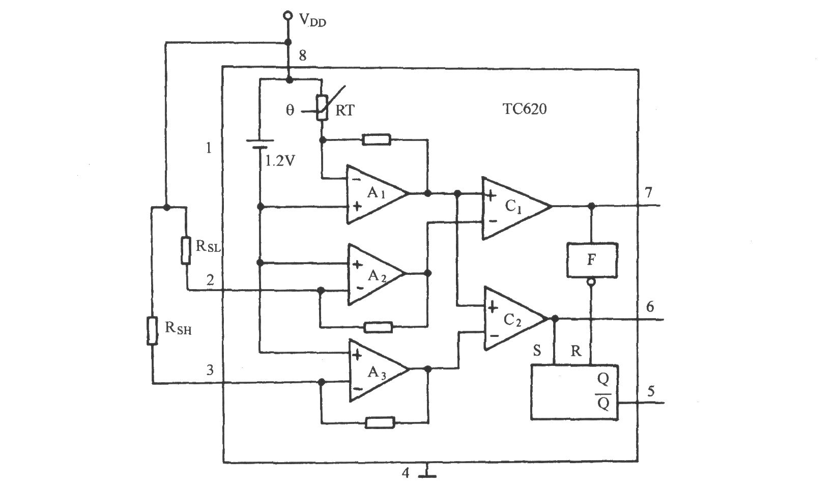 TC620溫度傳感通風(fēng)降溫自動(dòng)控制電路