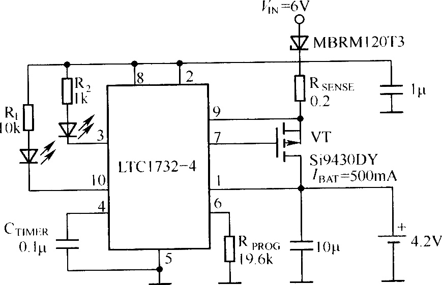 用LTC732作為控制器為單節4.2伏鋰離子電池充電