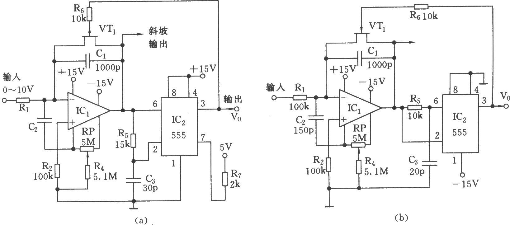 555構(gòu)成的線性電壓／頻率變換器電路(三)