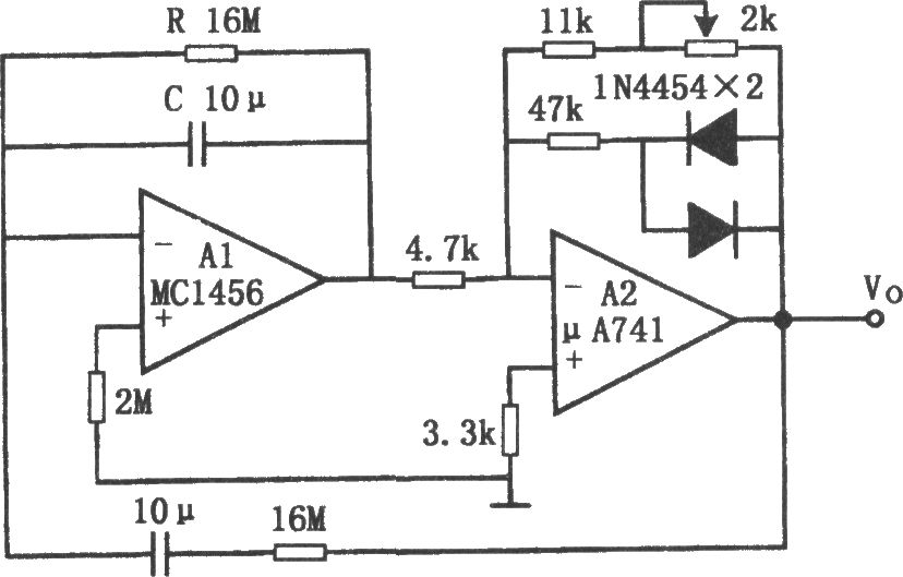 低頻文氏電橋正弦波振蕩器(MC1456、μA741)