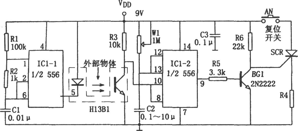 556構(gòu)成的光電子脈沖遺漏檢測器