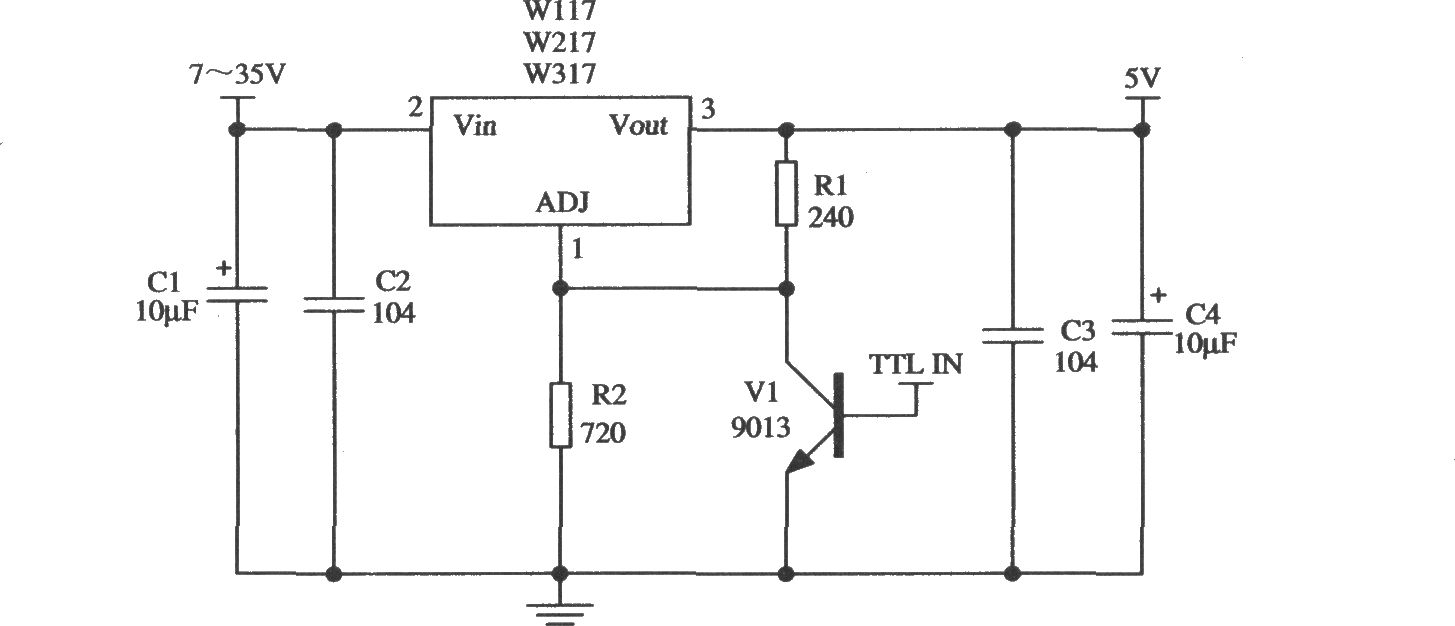 由Wll7／W217／W317构成的控制稳压器应用电路