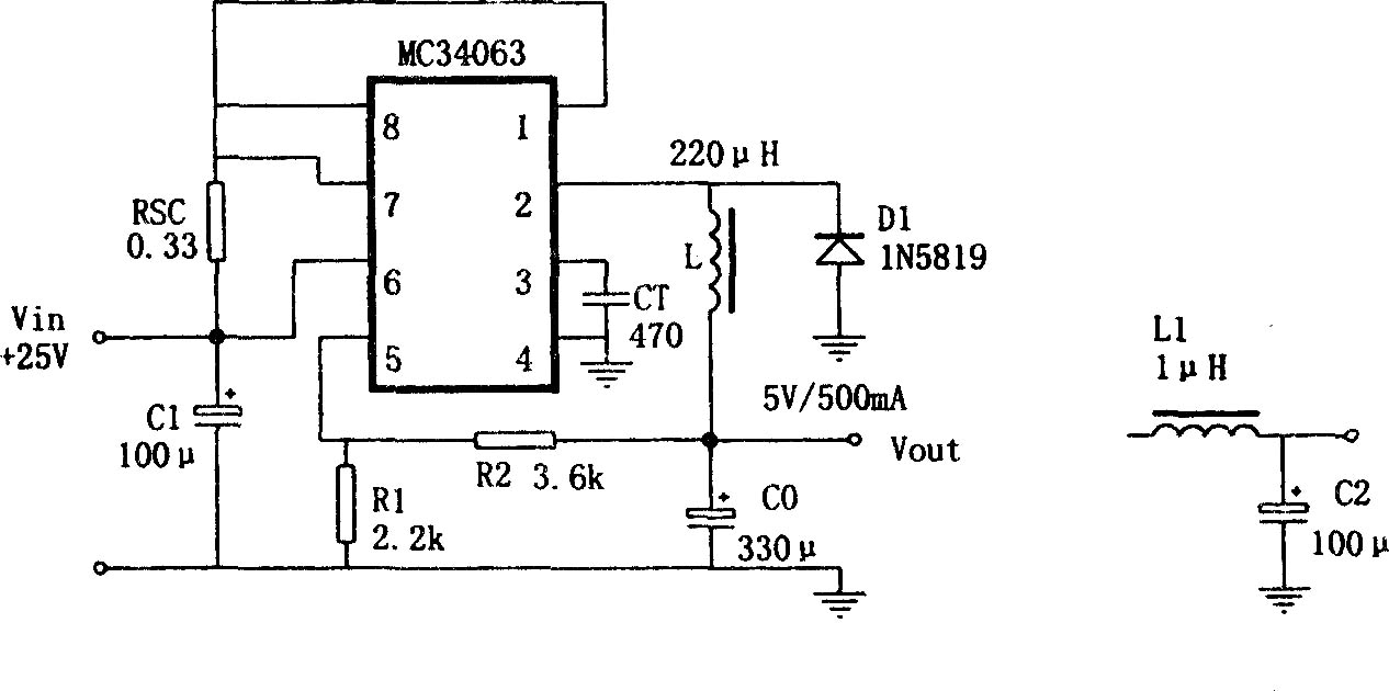 用MC34063制作的降壓變換電源