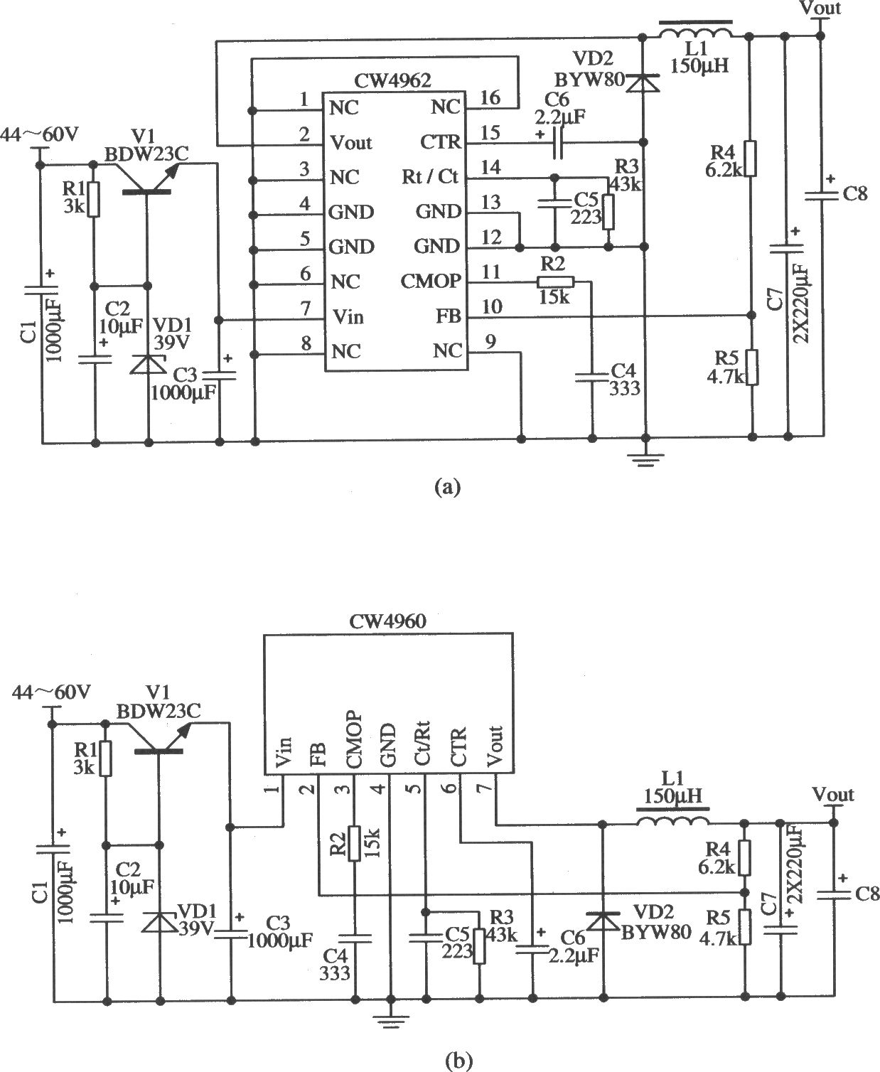 CW4962/CW4960構(gòu)成的提高輸入電壓范圍的應(yīng)用電路