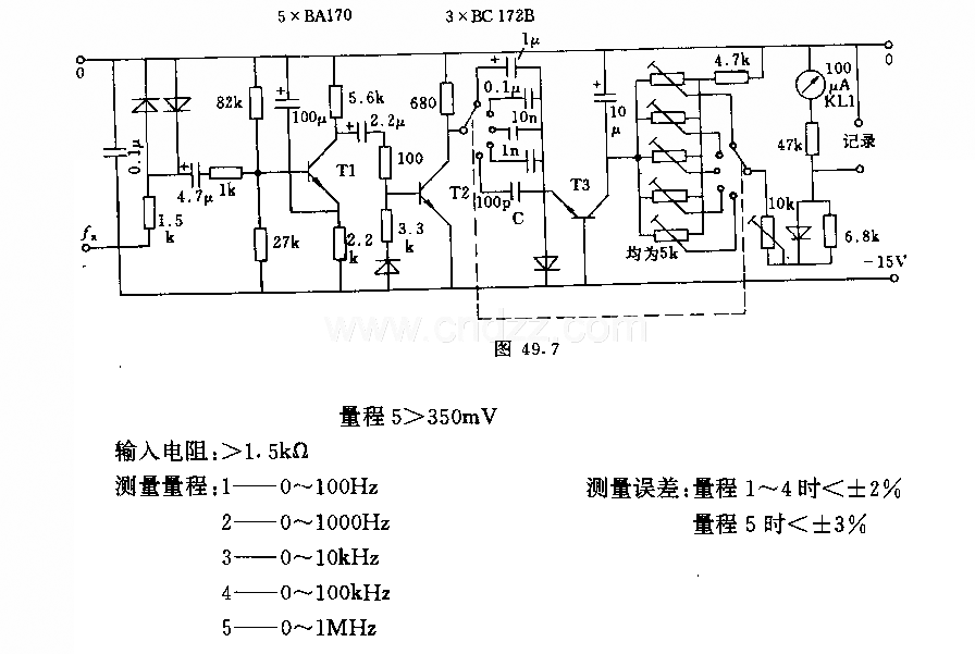 0一1MHz范圍的頻率測量儀電路