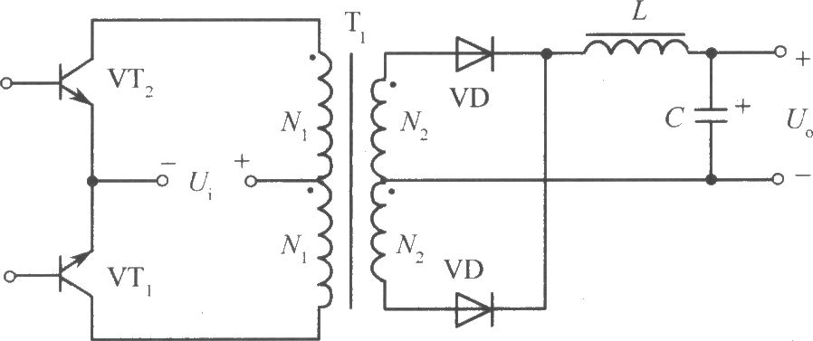 推挽式變換電路開(kāi)關(guān)穩(wěn)壓電源原理圖