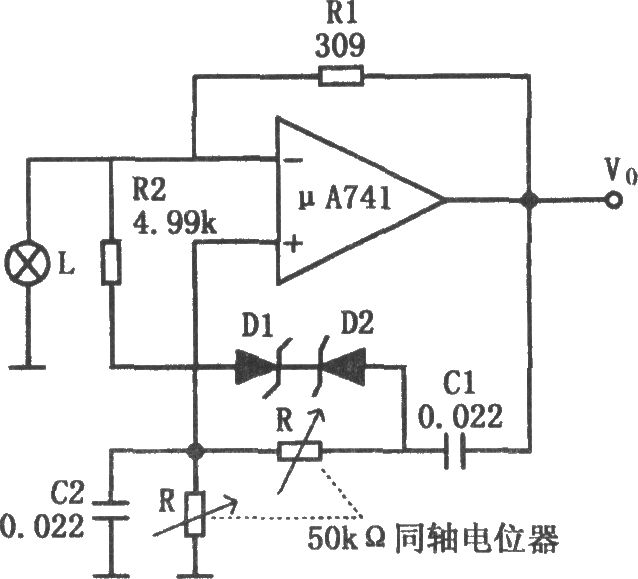 μA741構(gòu)成的頻率可調(diào)的音頻振蕩器