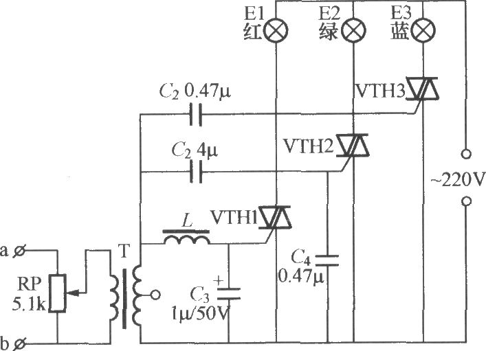 線控式音樂彩燈電路(2)