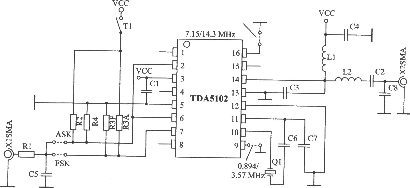 TDA5102 ASK/FSK 915 MHz發(fā)射器