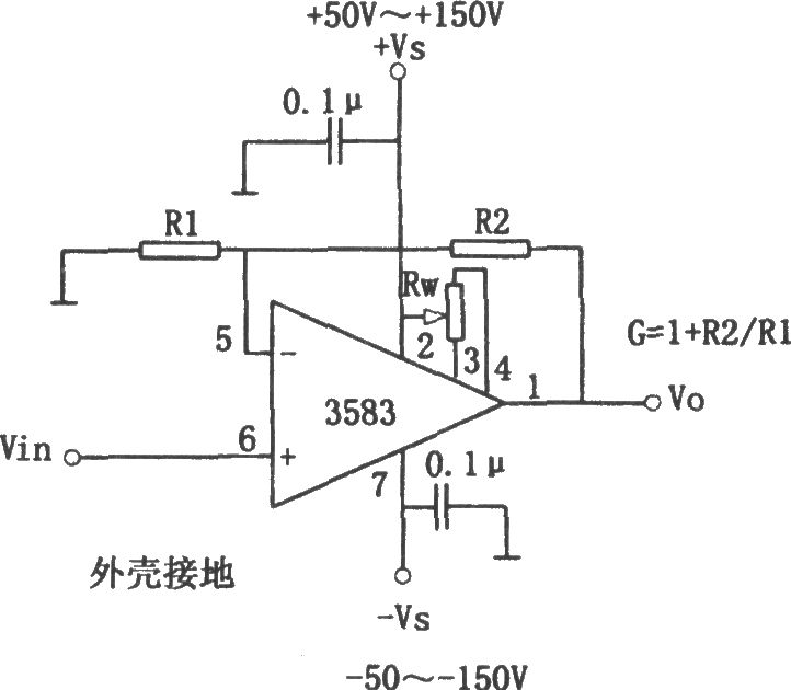 高运算放大器3583构成的高压输出的放大电路